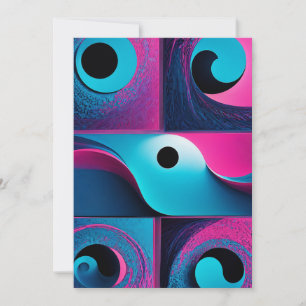 Pink Black Blue Geometric Holiday Card