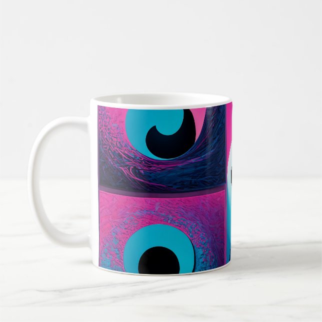 Pink Black Blue Geometric Mug (Left)