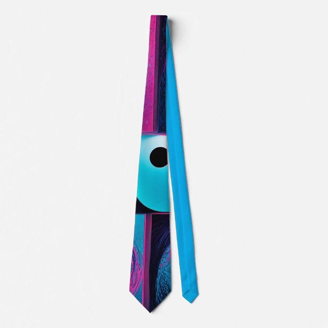 Pink Black Blue Geometric  Tie (Front)
