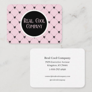 Pink & Black Bow Monogram Business Card