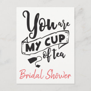 Pink & Black Bridal Shower Cup of Tea Party Invitation Postcard