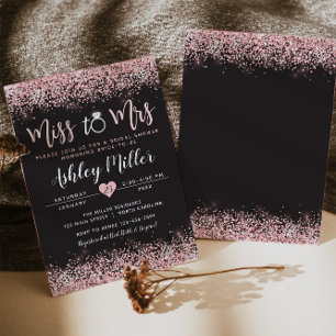 Pink & Black Bridal Shower Invitation, Engagement Invitation