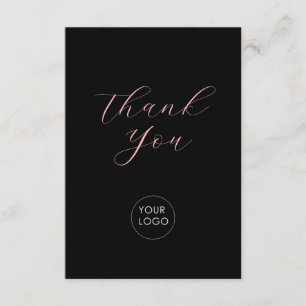 Pink Black Business Logo Script Thank You Enclosure Card