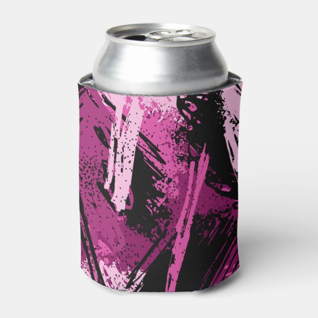 Pink Black Camouflage Can Cooler (Can Front)