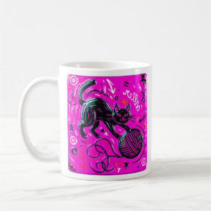 Pink Black Cat Coffee Mug