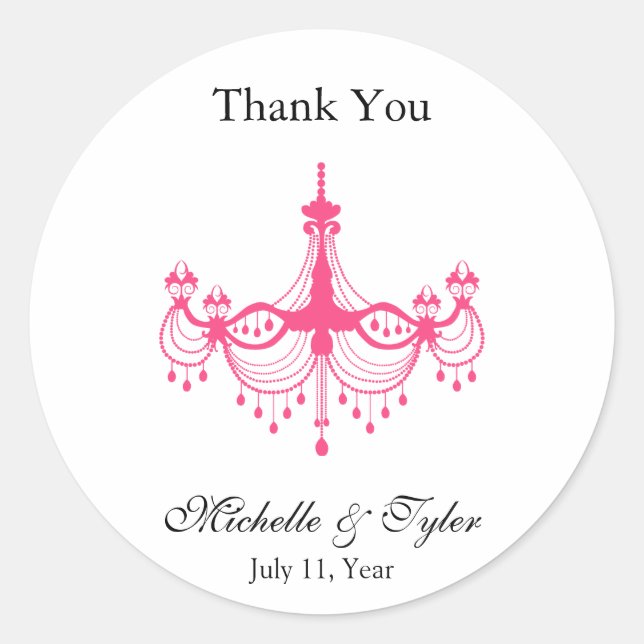 Pink & Black Chandelier Favour Stickers (Front)