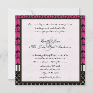 Pink & Black Chandelier Wedding Invite