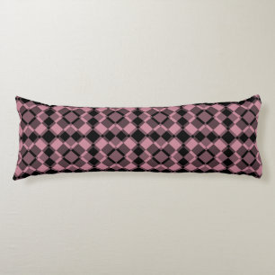 Pink Black Checker Argyle Pattern Body Cushion