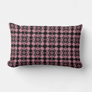 Pink Black Checker Argyle Pattern Lumbar Cushion