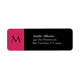 PINK & BLACK CHECKERBOARD Wedding Address Label Return Address Label