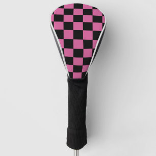 Pink & Black Checkered Pattern – Bold Stylish Golf Head Cover