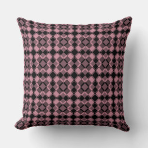 Pink Black Chequered Argyle Pattern Cushion
