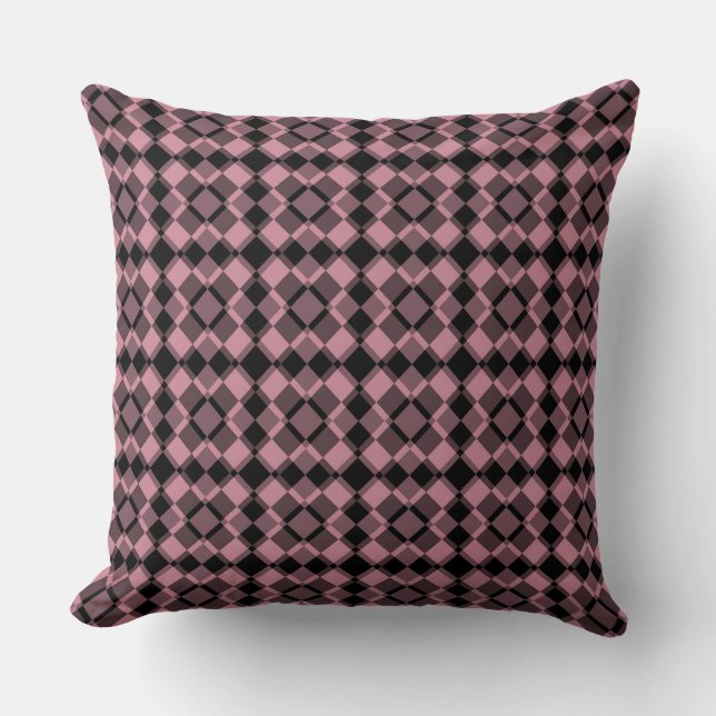 Pink Black Chequered Argyle Pattern Cushion (Front)