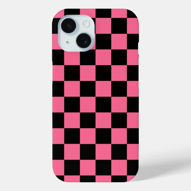 Pink Black Chequered Check Pattern Case-Mate iPhone Case (Back)