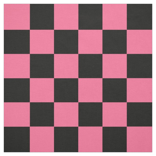 Pink Black Chequered Check Pattern Fabric (Swatch)