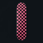 Pink Black Chequered Check Pattern Skateboard<br><div class="desc">Pink and Black Check Chequered Geometric Squares Pattern Design</div>