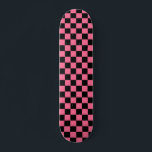 Pink Black Chequered Check Pattern Skateboard<br><div class="desc">Pink and Black Check Chequered Geometric Squares Pattern Design</div>