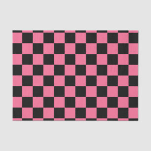 Pink Black Chequered Check Pattern Tissue Paper