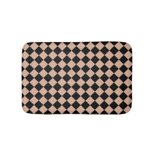 Pink Black Chequered Diamond Pattern Bath Mat