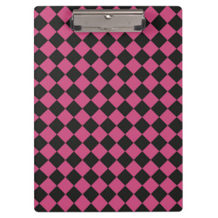 Pink Black Chequered Diamond Pattern Clipboard