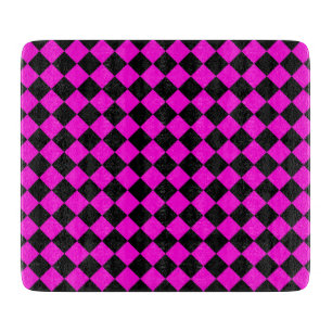 Pink Black Chequered Diamond Pattern Cutting Board