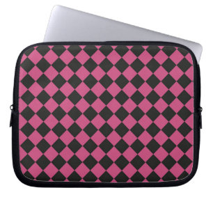Pink Black Chequered Diamond Pattern  Laptop Sleeve