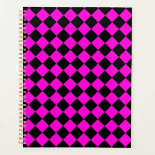 Pink Black Chequered Diamond Pattern  Planner