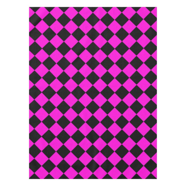 Pink Black Chequered Diamond Pattern Tablecloth (Front)