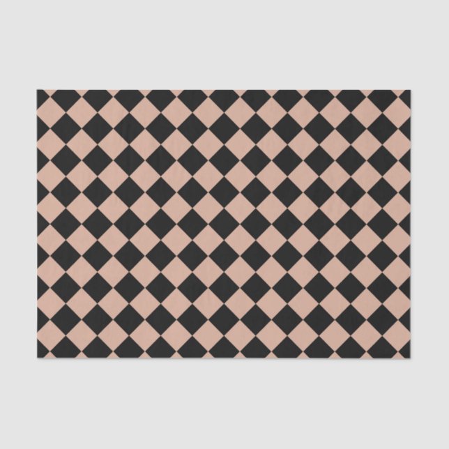 Pink Black Chequered Diamond Pattern Tissue Paper (Front)