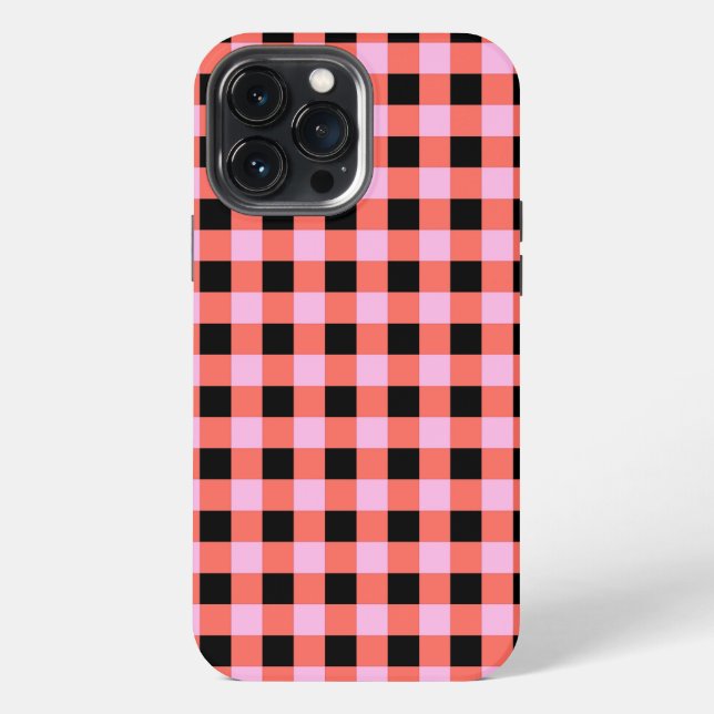 Pink Black Chequered Gingham Pattern iPhone Case (Back)