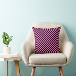 Pink Black Chequered Throw Pillow – Bold Decor