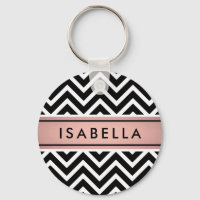 Pink & Black Chevron Pattern Girly Faux Rose Gold
