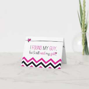 Pink/Black Chevron Will you be my Bridesmaid? Card