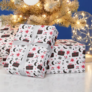 Pink & Black Christmas Wrapping Paper