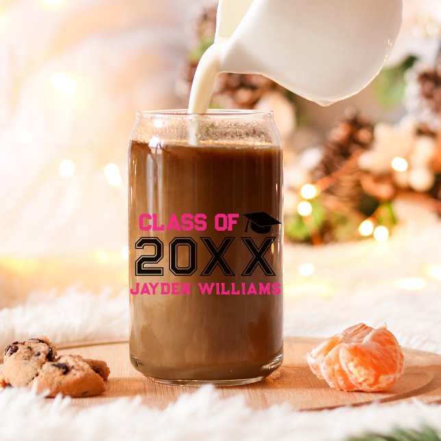 Pink Black Class of 2025 Custom Girl Graduation Ca Can Glass (Pink Black Class of 2025 Custom Girl Graduation Ca Can Glass
)