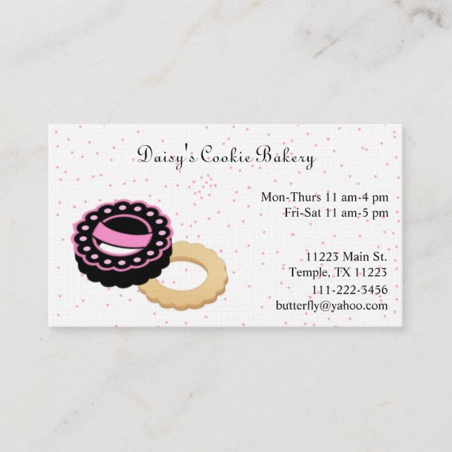Pink & Black Cookie Bakery Business Card (Front)