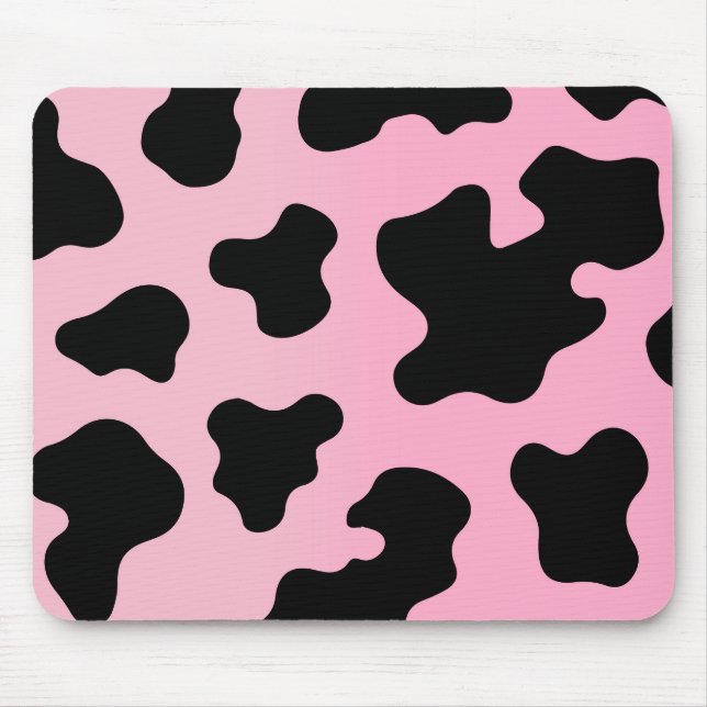 Pink & Black Cow Print Western Cowgirl Party Mouse Pad (Front)