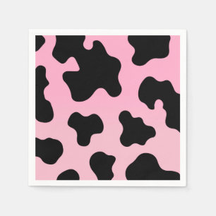 Pink & Black Cow Print Western Cowgirl Party Napkin