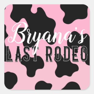 Pink & Black Cowgirl Last Rodeo Bachelorette  Square Sticker