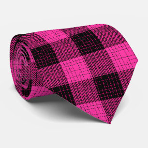 Pink Black Crosshatch Buffalo Check Tie