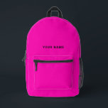 Pink Black Custom Name Backpack<br><div class="desc">Easily personalise this simple and cool backpack adding your name or custom text. A cool and modern design in pink and black featuring clear sans serif font, for a modern, professional and edgy look, perfect as custom gift for college students, high school, kids. The backpack can be customised in any...</div>