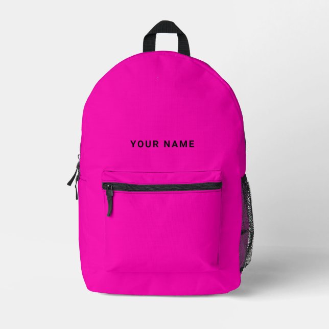 Pink Black Custom Name Backpack (Front)