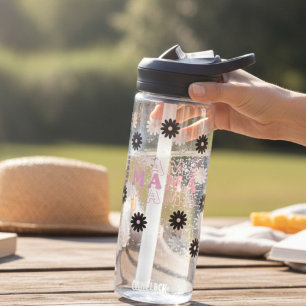 Pink & Black Daisy Mama Water Bottle