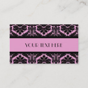 Pink & Black Damask Business Card