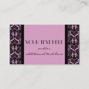 Pink & Black Damask Business Card