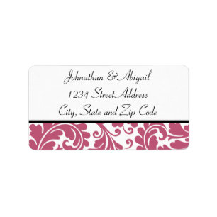 Pink Black Damask Pattern Label