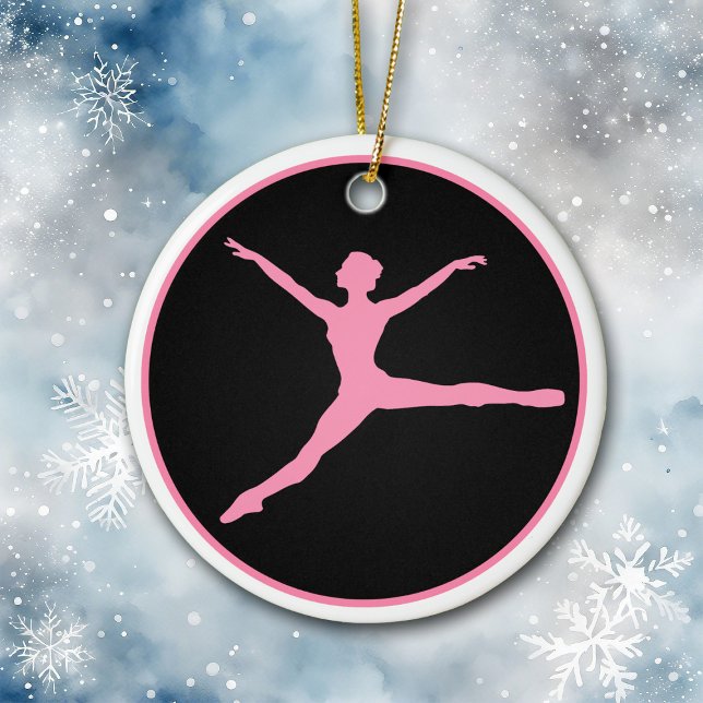 Pink Black Dancer Personalised Christmas Ceramic Ornament (Creator Uploaded)