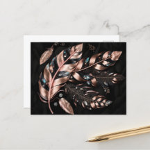 Pink & Black Decorative Feathers with Crystals
