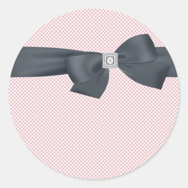 Pink Black Diamond Bow Elegant Label (Front)