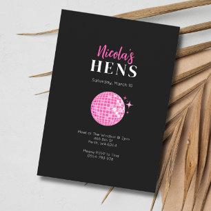 Pink Black Disco Hens Party Invitation Itinerary